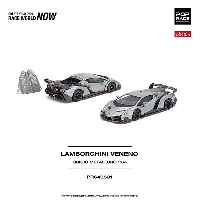 PRÉ VENDA - POP RACE - Lamborghini Veneno Grigio Metalluro