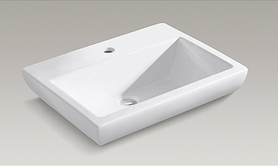 Cuba de apoio branca 1 furo One faucet hole 56x43cm Parliament - Kohler - K-14715BR-1-0