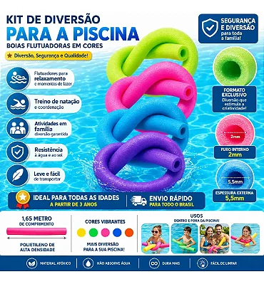 FLUTUADOR ESPAGUETE COLORIDO P/ PISCINA