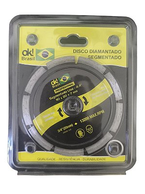 DISCO DIAMANTADO SEGMENTADO 110x7mm OK BRASIL