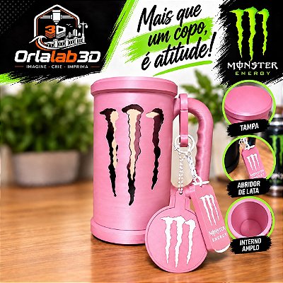 Copo Monster com Tampa e Abridor de Lata