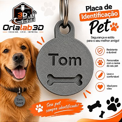 Placa de Identificação Pet Personalizada Redondo 🐾