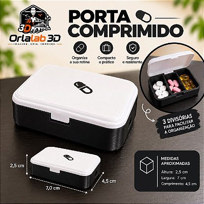 Porta Comprimido com 3 Divisórias 💊