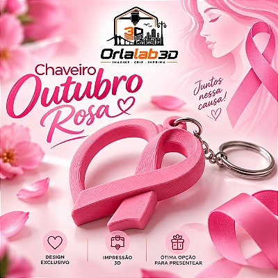 Chaveiro Outubro Rosa – Impressão 3D 🎀