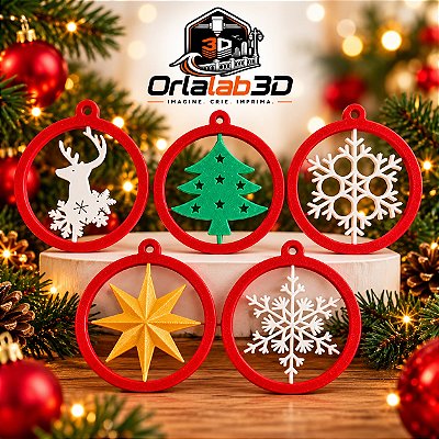 Conjunto com 5 Bolas de Natal Giratórias – 7 cm 🎄✨
