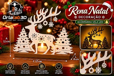 Rena Natal Decorativa com Vela LED 🎄🦌