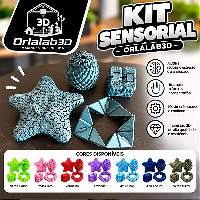 Kit Sensorial Orlalab3D – Conjunto com 4 Fidgets