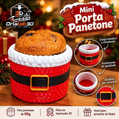 🎄 Mini Porta Panetone Natalino – Papai Noel | 80g