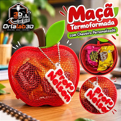 Maçã Termoformada com Chaveiro Personalizado