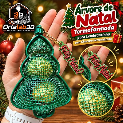 🎄 Árvore de Natal Termoformada com Chaveiro Personalizado
