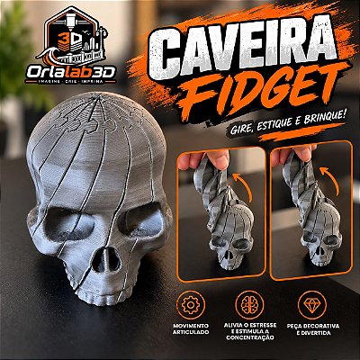 Caveira Fidget Articulada – Impressão 3D 💀