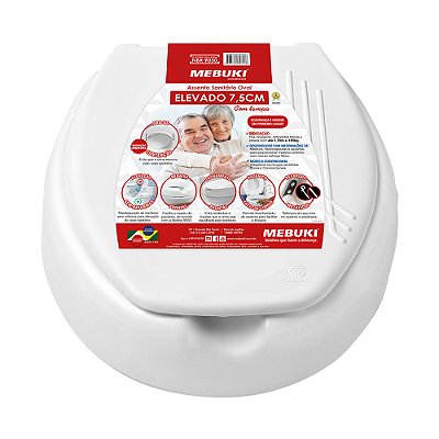 Assento Sanitário Oval Elevado 7,5cm c/ Tampa