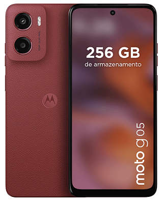 Smartphone Motorola Moto g05 256GB 12GB (4GB RAM + 8GB RAM Boost) e Camera 50MP com AI Bateria de 5200 mAh Tela 6.7" - Vermelho