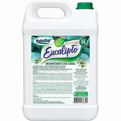 DESINFETANTE EUCALIPTO BRANCO 5L - VALÊNCIA