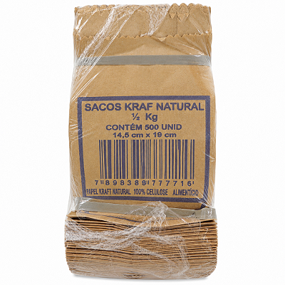 SACO KRAFT 1/2KG 14,5X19CM 500UN PAPÉIS PIN