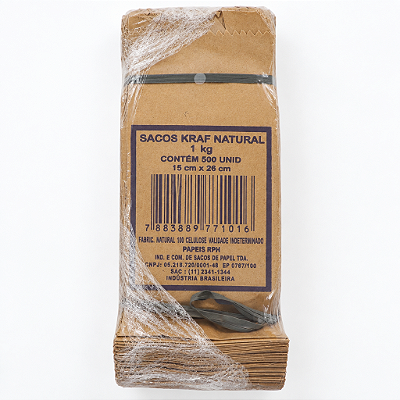 SACO KRAFT DE 1KG 15X26CM 500UN -PAPÉIS PIN