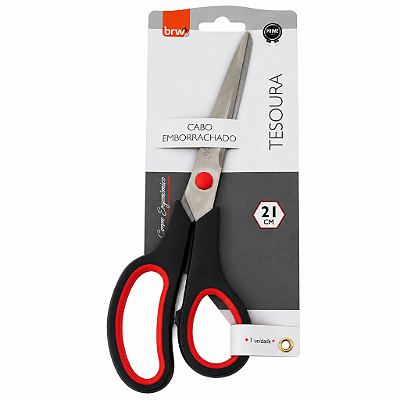 TESOURA ERGONOMICA CABO PRETO 21CM - BRW