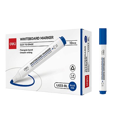 MARCADOR QUAD BCO PONTA REDON 1.8MM AZL DELI