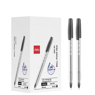 CANETA ESFEROGRAF TRANSP 1,0MM PTO - DELI