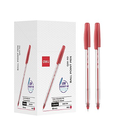 CANETA ESFEROGRAF TRANSP 1,0MM VRM - DELI