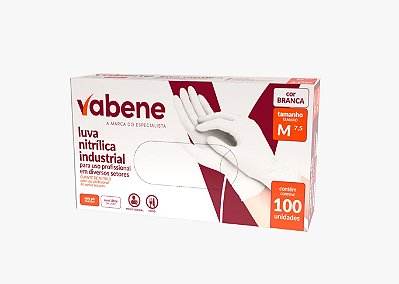 LUVA NITRILICA BRANCA M 100UN - VABENE