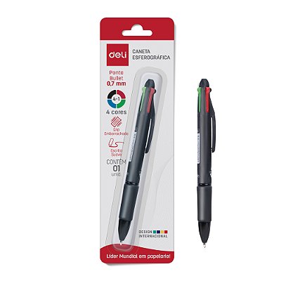 BLT CANETA 4 CORES C/ GRIP PTO 0,7MM - DELI