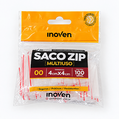 SACO ZIP 4X4 CM 100UN - INOVEN