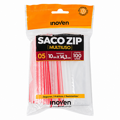 SACO ZIP 10X14,3 CM 100UN - INOVEN