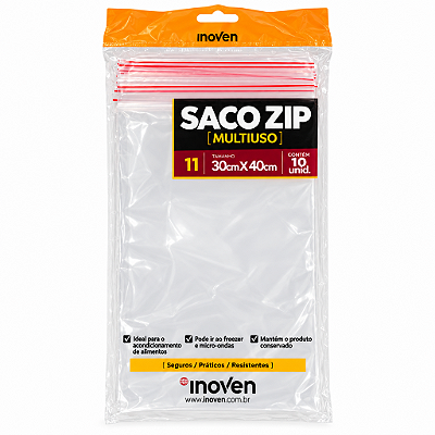 SACO ZIP 30X40 CM 20UN - INOVEN