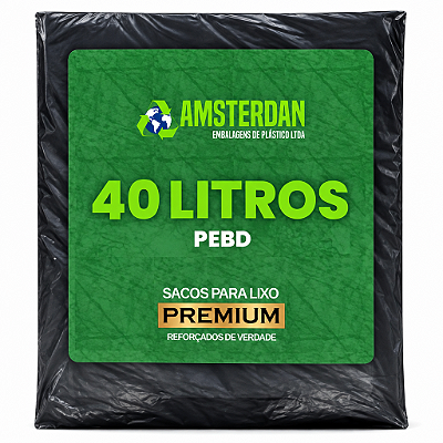 SACO LIXO REFOR PRETO 040 L-5KG-AMSTERDAN
