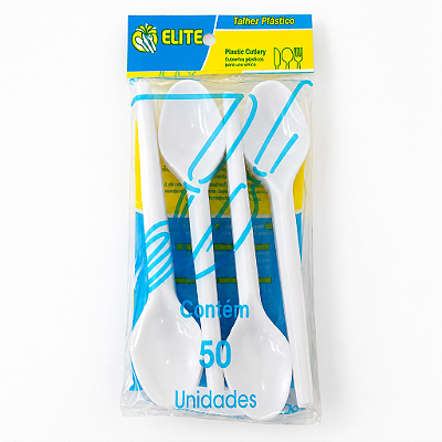 COLHER SOBREMESA BRANCO C/50UN - ELITE