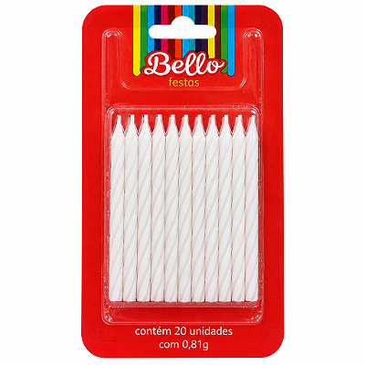 VELA PALITO ESPIRAL BRANCO 20UN - BELLO
