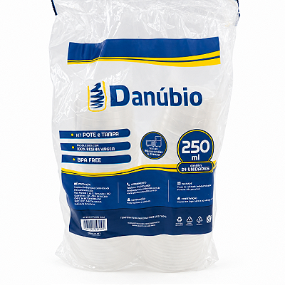 POTE PP 250ML REDONDO KIT C/TP 24UN DANUBIO