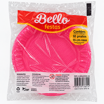 PRATO 15 RASO PINK 10UN - BELLO