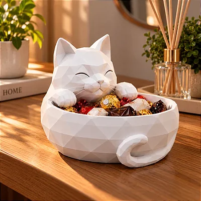 Porta-Objetos Gatinho Geométrico