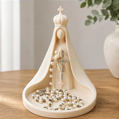 Porta Terço Nossa Senhora do Rosário com Bandeja Decorativa