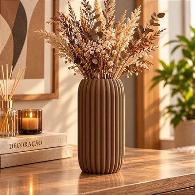 Vaso Decorativo Aura Canelado Moderno