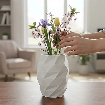 Vaso Decorativo Geométrico Facetado