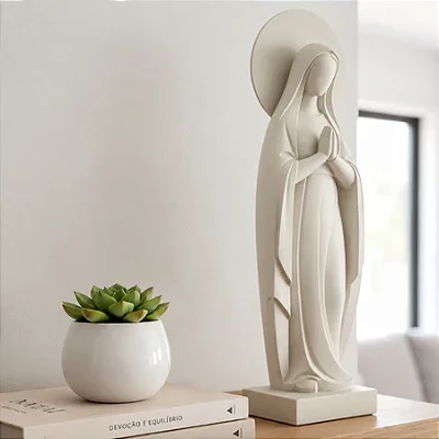 Estátua Virgem Maria com Auréola Branca 16,3cm