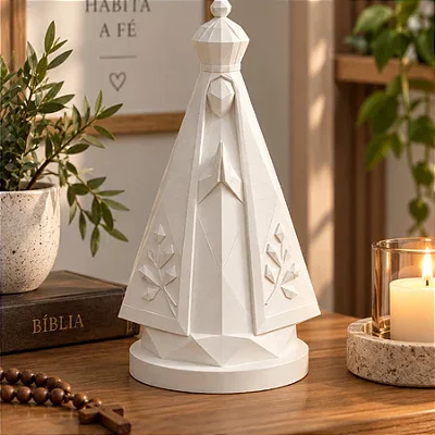 Nossa Senhora Aparecida Geométrica Branca 9,8cm