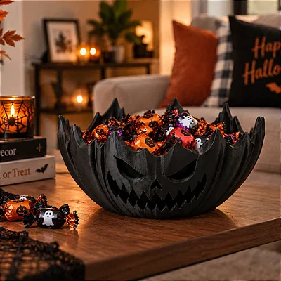 Tigela Abóbora Preta Halloween