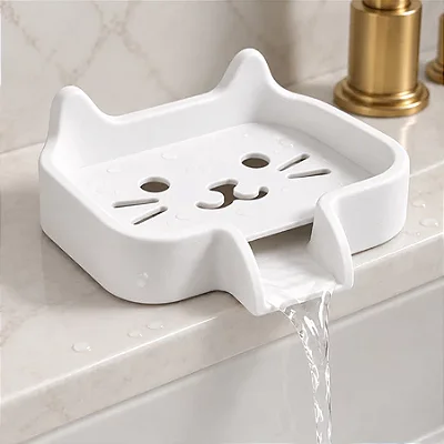 Saboneteira Gatinho com Drenagem