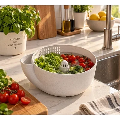 Tigela Lavadora de Frutas e Legumes com Escorredor