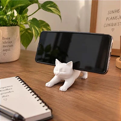 Suporte de Celular Gato Branco