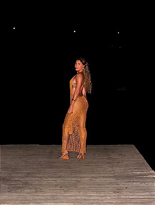 Vestido crochê golden