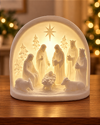 Presépio de Natal com Sagrada Família e Reis Magos – Arco Decorativo