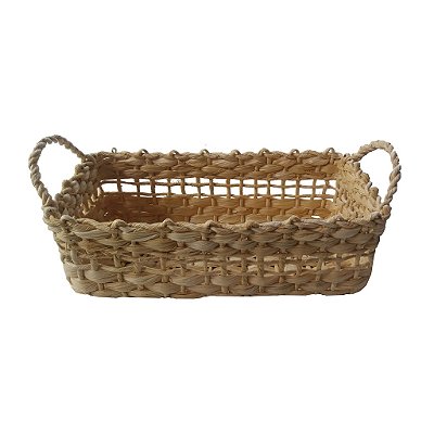 Cesto Bandeja Com Alças de Palha de Milho 23x13x08