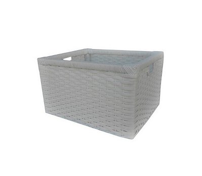 Cesto Caixote Organizador Sintético Branco 40x25x20