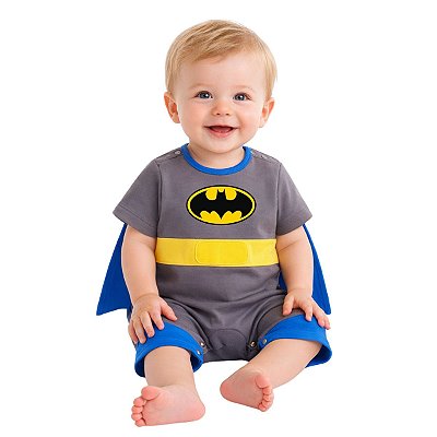Macacão Bebê Batman Manga Curta Com Capa