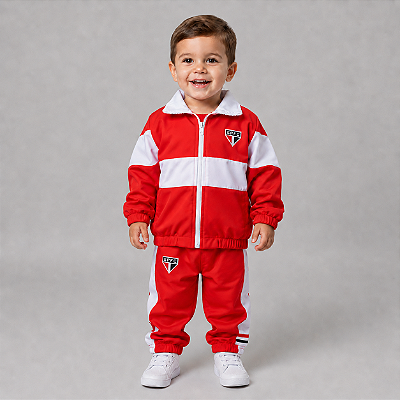 Conjunto Agasalho São Paulo Infantil Blusa e Calça Oficial